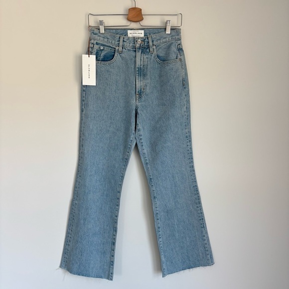 NWT SLVRLAKE Frankie High Rise Flare Crop Raw Hem Jeans in Skyline 26 - Picture 5 of 13